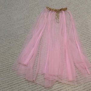 Arabian Dance Skirt Pink with Gold Sparkle Waistband & Beaded Embellishment S/M